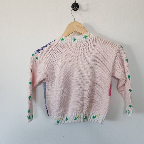 Chelseas Corner 4T Crewneck Sweater 90s Vintage Chunky Pastel Floral - Picture 3 of 4